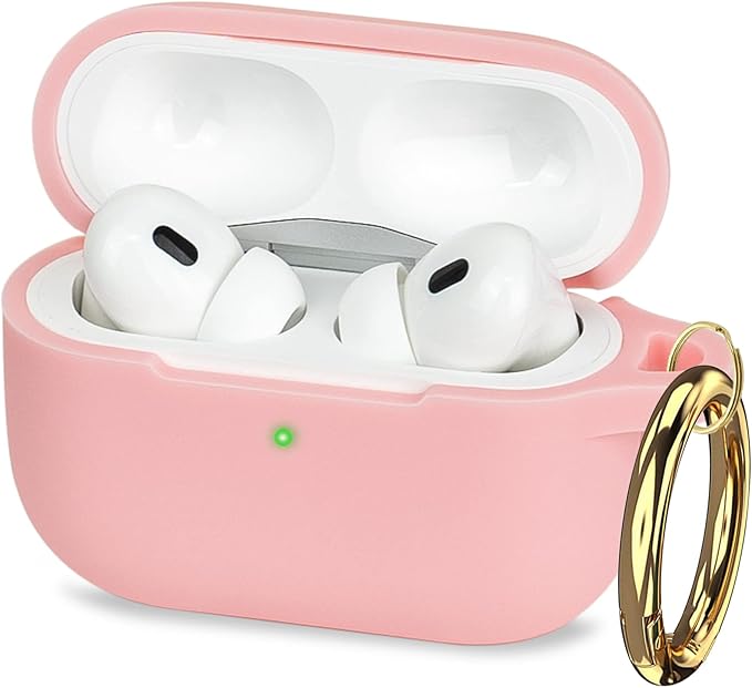 Case Compatible with AirPods Pro 3 Generation 2025 Cover with Keychain, Gawnock Skin Soft Cover for AirPods Pro 3 Case Full Protection,Front LED Visible, Pink