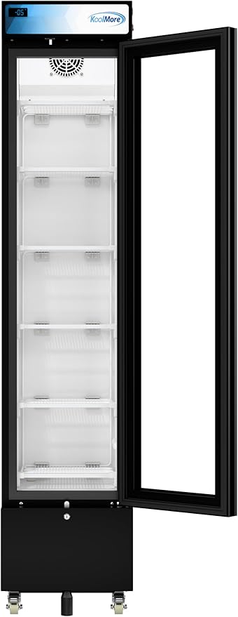 KoolMore KM-MDF-17S 17 Commercial Merchandiser Freezer with Manual Defrost, Capacity, ETL Listed in Black, 6.5 cu. ft. (Slim)