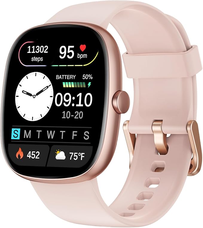 Fitness Trackers for Women with Bluetooth Call 24/7 Heart Rate & Blood Oxygen Monitor Sleep Tracker, Steps Counter Stopwatch/Timer/Alarm Clock, Waterproof Pedometer Watch for Walking Running Pink
