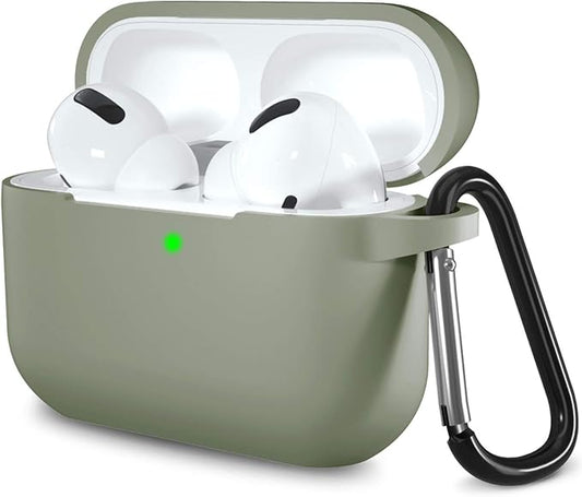 Lerobo Compatible with AirPods Pro Case Cover,Soft Silicone Protective Cases Cover Skin Designed for Apple AirPod Pro 2 Charging Case Women Men with Keychain Front LED Visible,Army Green