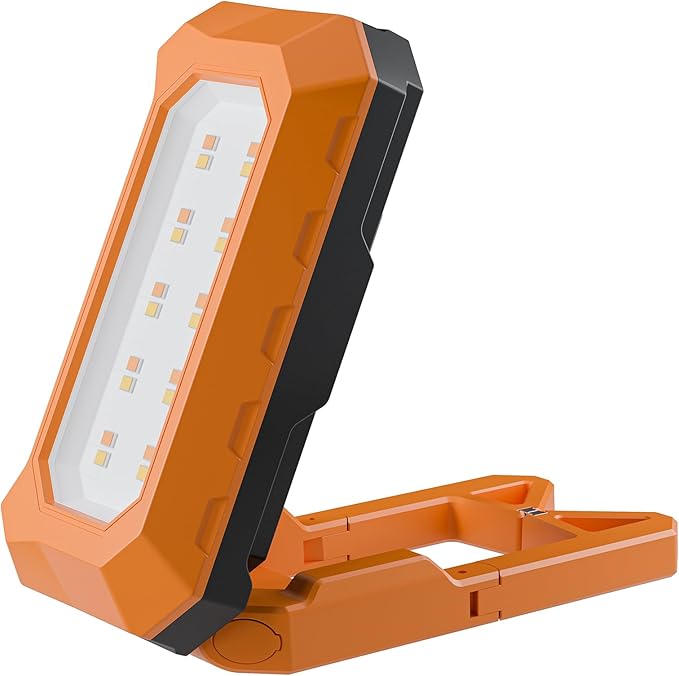 Rechargeable LED Work Light Cordless, 3000K-6500K CCT 500 Lumen, 40Hour Max, Adjustable 180° Stand IP54 Waterproof Compact Portable Job Site Lighting for Auto Repair DIY Outdoor Camping, Gift for Man