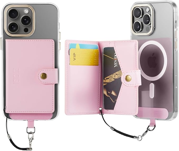 for Apple Magsafe Wallet,PU Leather Magnetic Wallet for iPhone 17/16/15/14/13/12 pro Max/Mini/plus,6 Card Holders with RFID Blocking (Light pink)
