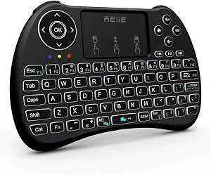 (Backlit Version)REIIE H9+ Mini Keyboard,2.4GHz Wireless Mini Handheld Smart TV Remote Keyboard with Touchpad for PC,Raspberry Pi 2, Pad, Smart TV, Android TV Box, Windows 7 8 10（Not Suport Bluetooth）