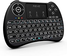 (Backlit Version)REIIE H9+ Mini Keyboard,2.4GHz Wireless Mini Handheld Smart TV Remote Keyboard with Touchpad for PC,Raspberry Pi 2, Pad, Smart TV, Android TV Box, Windows 7 8 10（Not Suport Bluetooth） - Image 1