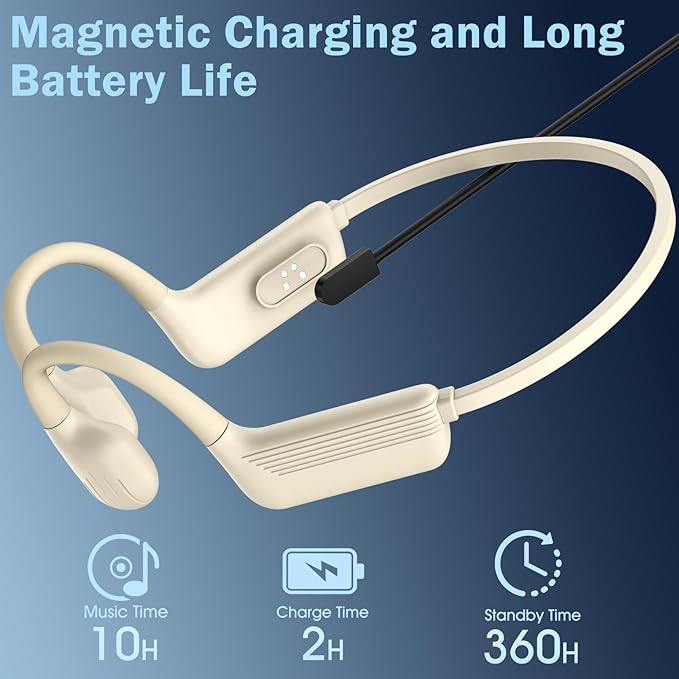 Swimming Headphones-Bone Conduction Headphones, IP68 Waterproof Open Earphones, LiteSurge Bluetooth 5.4 Underwater Sport Earbuds with 32 GB MP3 Memory for Swimming, Marathon-Khaki