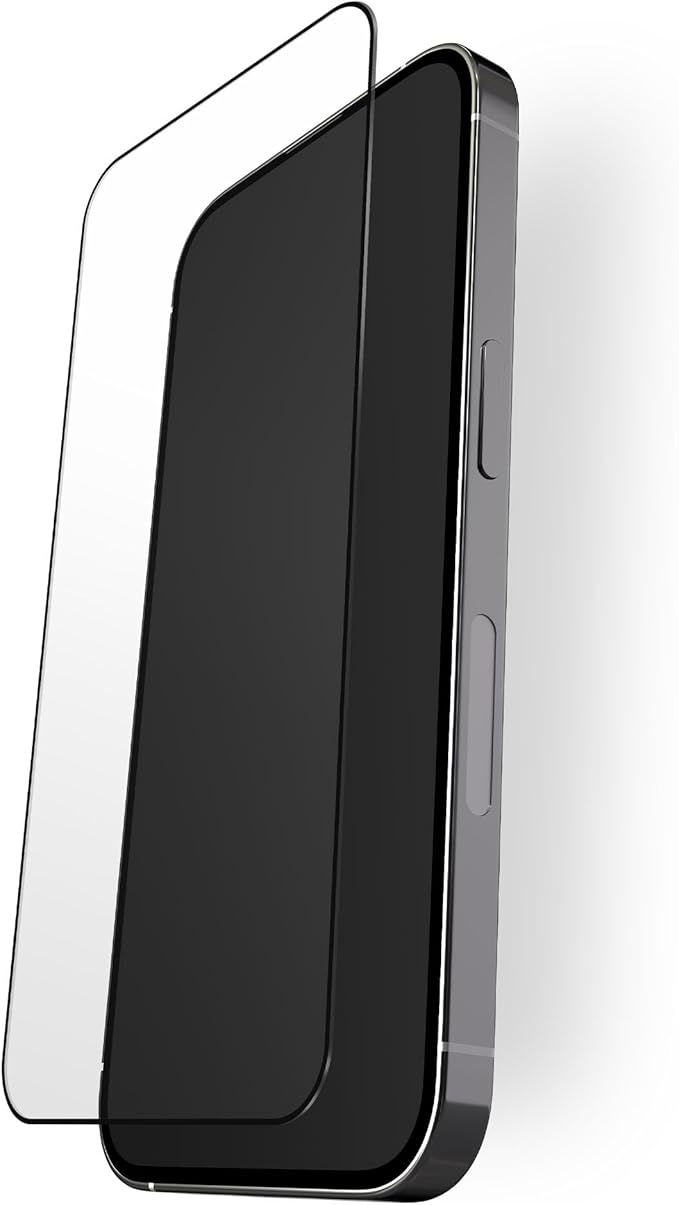 BodyGuardz Pure 3 Glass Compatible with iPhone 17 and iPhone 16 Devices - Durable Anti-Glare Tempered Glass, Easy Install, Edge-to-Edge, Case-Friendly - Black Border (for iPhone 17-6.3 inch)