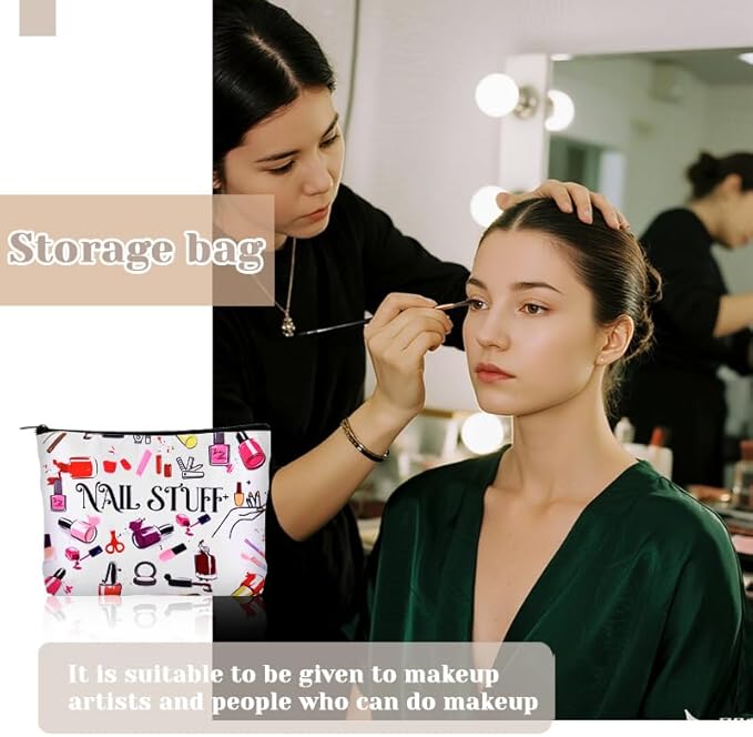Nail Tech Gifts for Women Men Nail Stuff Organizer Bag for Nails Techician Artist Lover Birthday Christmas Gifts for Women Men Manicure Tool Travel Organizer Bags Pouch Makeupbag