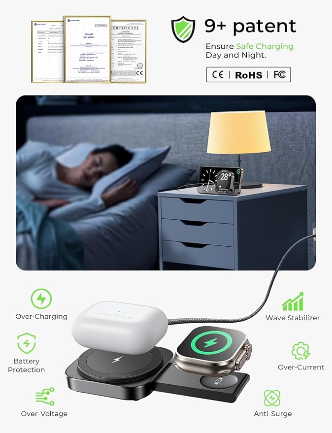 Magnetic Wireless Charger Stand for iPhone Adjustable Charging Dock for iPhone 12 and Later
