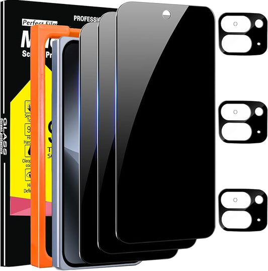 Milomdoi 3 Pack Privacy Screen Protector for Google Pixel 10 Pro Fold Tempered Glass with 3 Pack Camera Lens Protector, Accessories [Phone Case Friendly] Mounting Frame, Black