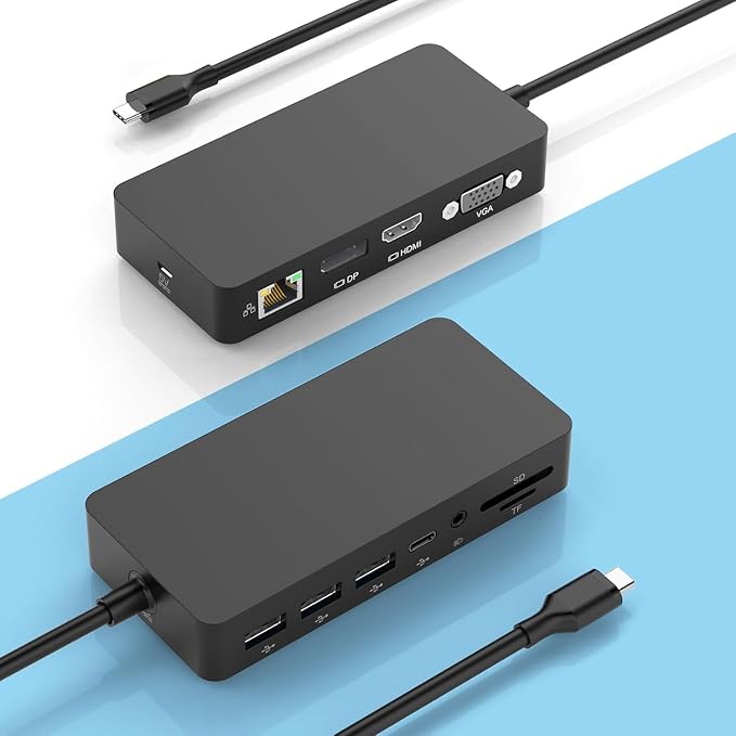 Surface Thunderbolt 4 Dock Triple Displays, 11-in-1 Surface USB4 Dock Docking Station with 4K DP+HDMI+VGA for Surface Pro 12/11/10/9/8/X/7+/7, Laptop 7/6/5/4/3, Laptop Studio 2/1, Go 4/3/2/1