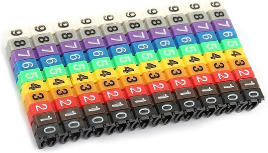 Clip-on String Wire Marking Boxed Plastic Digital Number Wire Label Tube Set Colorful Cable Marker (100PCS KCM-2.5MM)