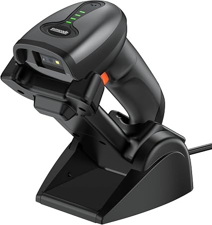 Symcode QR Industrial Bluetooth Barcode Scanner with Wireless Charging Stand, Wireless 2D 1D Bar Code Scanner Drop Protection Shock Dust Proof Hands Free Auto-Sensing Stand Barcode Scanner