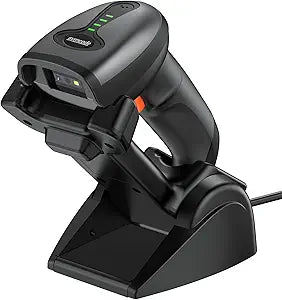 Symcode QR Industrial Bluetooth Barcode Scanner with Wireless Charging Stand, Wireless 2D 1D Bar Code Scanner Drop Protection Shock Dust Proof Hands Free Auto-Sensing Stand Barcode Scanner
