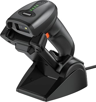 Symcode QR Industrial Bluetooth Barcode Scanner with Wireless Charging Stand, Wireless 2D 1D Bar Code Scanner Drop Protection Shock Dust Proof Hands Free Auto-Sensing Stand Barcode Scanner