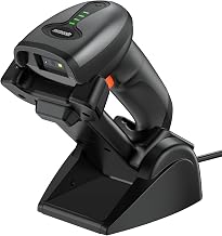 Symcode QR Industrial Bluetooth Barcode Scanner with Wireless Charging Stand, Wireless 2D 1D Bar Code Scanner Drop Protection Shock Dust Proof Hands Free Auto-Sensing Stand Barcode Scanner - Image 1