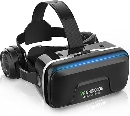 VR Headset for iPhone & Android, 120° Viewing Angle 3D Glasses with Aspherical Lenses & Headphone, Perfect for VR Videos and Mobile Games