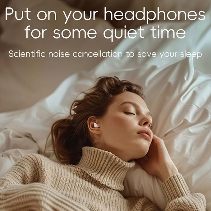 Invisible Wireless Bluetooth Ear Buds for Sleeping Noise Cancelling Mini Earbuds,Discreet in-Ear Tiny Earphones for Sleeping,Hidden Earbuds for Small Ears Sleeping,Working,Hiking Beige