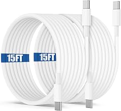 15ft USB C to C Charging Cable,Extra Long Fast Type C to C Charger Cord 5M for Apple iPhone Duo/18 Pro Max/17 Air/16 Pro/15 Plus, MacBook Pro 2023/2022/2021,iPad 12.9/11 inch/Mini/Air,Samsung Galaxy