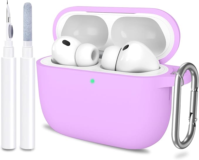 ATUAT for AirPods Pro 3 Case Cover with Cleaner, Protective Soft Silicone Skin with Keychain for Women Men for Apple AirPods Pro 3rd Generation Case(2025), Front LED Visible, Light Purple