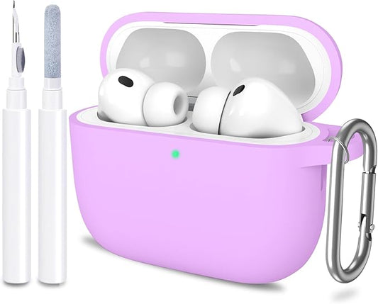ATUAT for AirPods Pro 3 Case Cover with Cleaner, Protective Soft Silicone Skin with Keychain for Women Men for Apple AirPods Pro 3rd Generation Case(2025), Front LED Visible, Light Purple