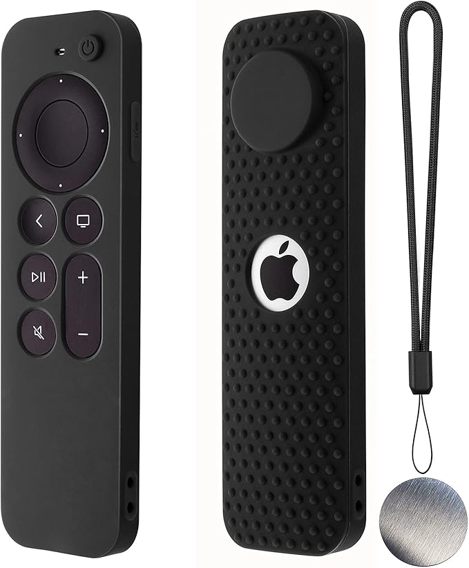 Silicone Remote Case for Apple TV 4K 2nd Gen 2021 Siri Remote Anti-Slip Durable Silicone Cover Magnetic Protective Sleeve Shockproof Remote Case(Black)