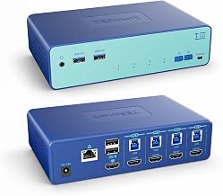 4K@60Hz HDMI KVM Switch 4 Computers 1 Monitor EDID USB 3.0 RJ45