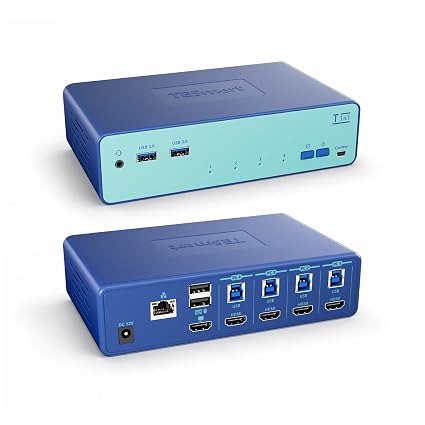 4K@60Hz HDMI KVM Switch 4 Computers 1 Monitor EDID USB 3.0 RJ45