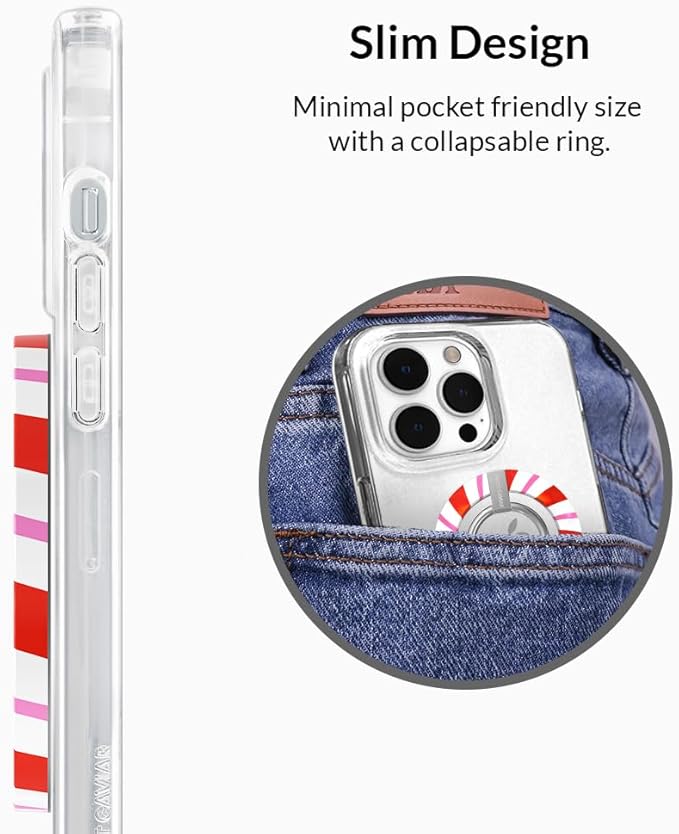 VELVET CAVIAR Compatible with MagSafe Phone Grip - Magnetic Ring Holder with Adjustable Stand - Removable MagSafe Accessories for iPhone 16, 15, 14, 13, 12 (Christmas Peppermint Princess)