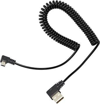 Mini USB Coiled Cable, Right Angle Sync & Charging Spring Spiral Cord for Mini USB Devices (1.54ft to 3.94ft)