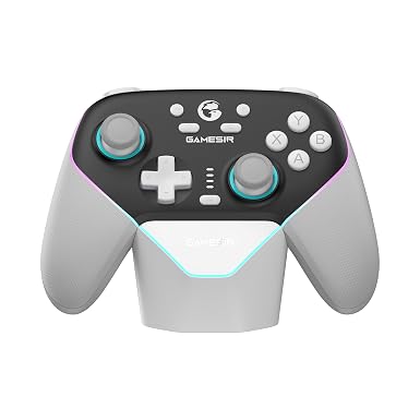 GameSir Super Nova Wireless Gaming Controller for PC/Switch/iOS/Android, Hall Effect Stick & Trigger, RGB Lighting, Swappable ABXY, Detachable Faceplate, 1000mAh with Charging Dock - Black&White”