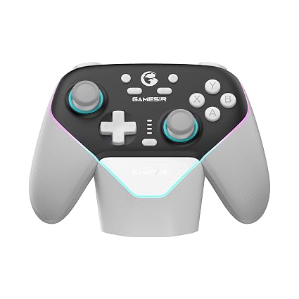 GameSir Super Nova Wireless Gaming Controller for PC/Switch/iOS/Android, Hall Effect Stick & Trigger, RGB Lighting, Swappable ABXY, Detachable Faceplate, 1000mAh with Charging Dock - Black&White”