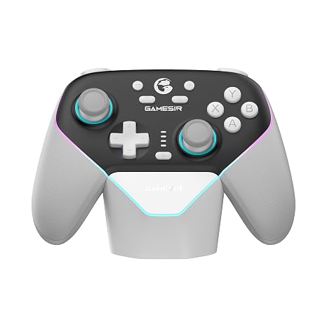 GameSir Super Nova Wireless Gaming Controller for PC/Switch/iOS/Android, Hall Effect Stick & Trigger, RGB Lighting, Swappable ABXY, Detachable Faceplate, 1000mAh with Charging Dock - Black&White”