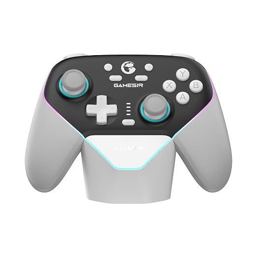 GameSir Super Nova Wireless Gaming Controller for PC/Switch/iOS/Android, Hall Effect Stick & Trigger, RGB Lighting, Swappable ABXY, Detachable Faceplate, 1000mAh with Charging Dock - Black&White”