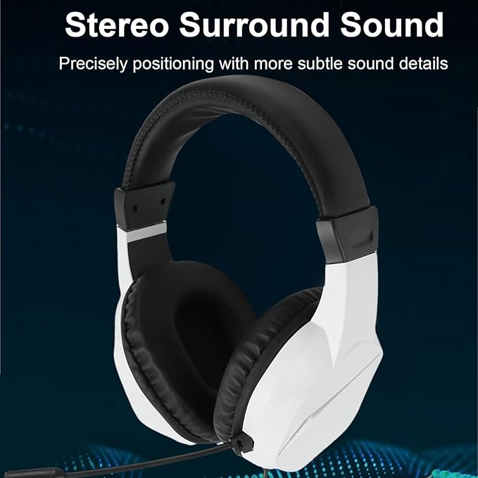 Tangxi USB Wired Headset, PC RGB Lighting Headphone with Noise Canceling Mic, Noise Isolation 40mm Drivers, Virtual 7.1 Surround Sound, for PC Gaming Call Center Online Classes (White)