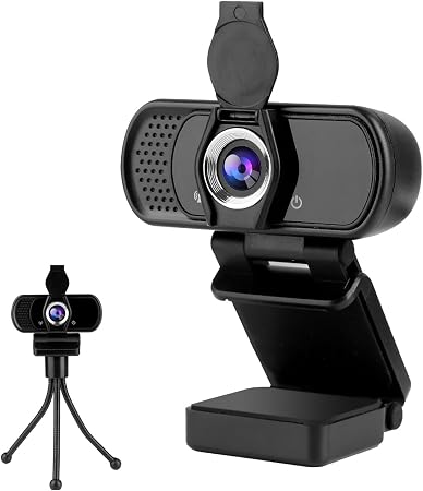 Full 1080P HD Webcam with Microphone, USB Webcam for Laptop and Desktop, External Web Camera, Streaming PC Web Camera with Privacy Cover and Tripod, Widescreen Web cam for Zoom Skype YouTube