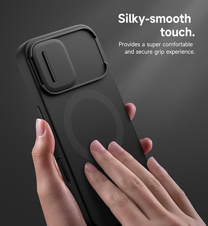 SURITCH for iPhone 17 Case with Camera Control Cover, Camera Slide Cover and Adjustable Kickstand, Compatible with MagSafe, Shockproof Bumper Protective Cases 6.3 Inch, Black