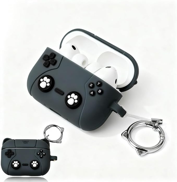 for Airpods Pro 3 Case 2025,Cute 3D Game Console Design for Air pod Pro 3 Cover with Keychain Shockproof Protective Soft Silicone Case for Airpods Pro 3 Gen for Women Girls (Gray Cat)