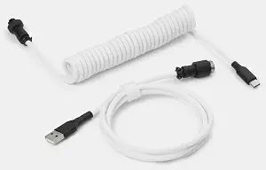 Drop Coiled Keyboard Cable - Black on White