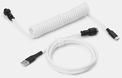 Drop Coiled Keyboard Cable - Black on White