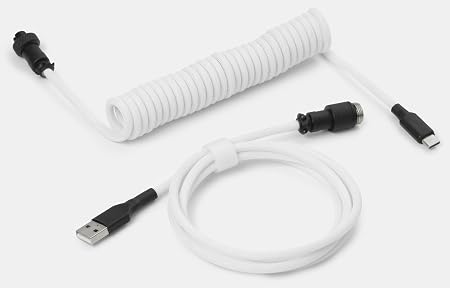 Drop Coiled Keyboard Cable - Black on White