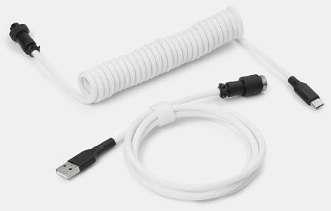 Drop Coiled Keyboard Cable - Black on White