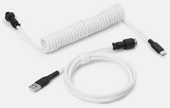 Drop Coiled Keyboard Cable - Black on White - Image 1