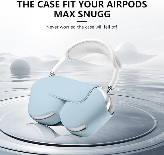 for Apple Airpods Max Case,Headphones Protective Case for AirPod Max Supports Sleep Mode, Anti-Scratch and Anti-Dust,Airpod Pro Max by PU Leather,Light Blue 2