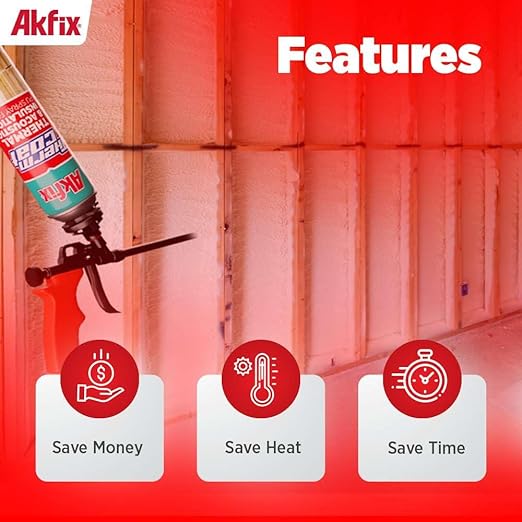 Akfix Thermcoat Fire Rated Spray Foam Insulation 3840 sq ft (192x27.1 oz) - (R-Value 11.32/2 inc) Closed Cell Expanding Wide Sealant Thermal Insulation for Walls and Attic - Gun&Cleaner NOT Included