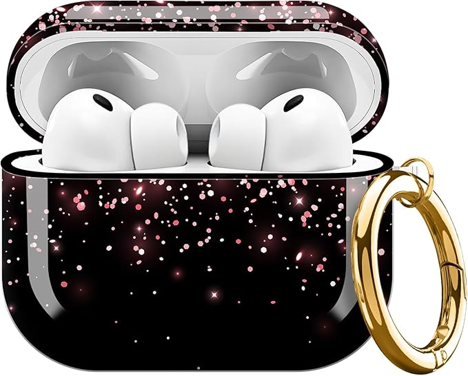 AirPod Pro 3 (2025) Case Cover for Women, Cute Shockproof TPU Protective Case with Gold Round Buckle, Anti-Drop Design Cute Pink