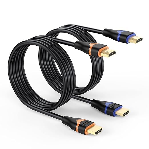 4K HDMI Cable 6.6FT 2-Pack, HDMI to HDMI Cable High Speed HDMI Cord 2.0 Ultra HD 4K@60Hz, 2K@144Hz, HDR, 3D, Dolby, HDCP 2.2, ARC for PS5, PS4, HDTV, Monitor, Xbox, Blu-ray, Laptop