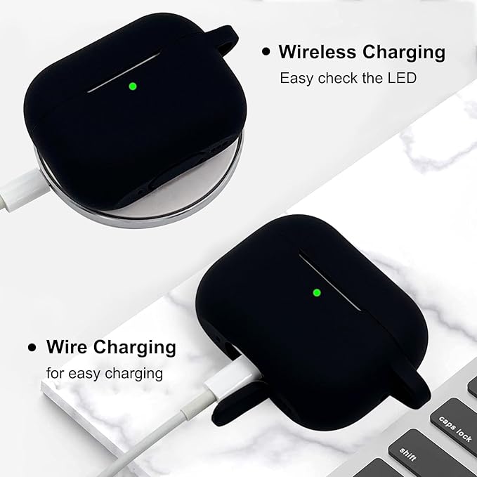 Compatible with AirPods Pro 2nd Generation Case with Cleaner Kit, Silicone Protective Case for Apple AirPod Pro 2nd/1st Earbuds Wireless Charging Cases with Bling Keychain (Black)