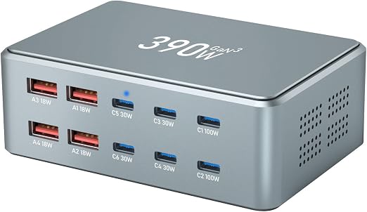 USB C Fast Charger Block 390W USB Charger Block Multiple Ports Aluminum