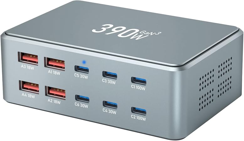 USB C Fast Charger Block 390W USB Charger Block Multiple Ports Aluminum