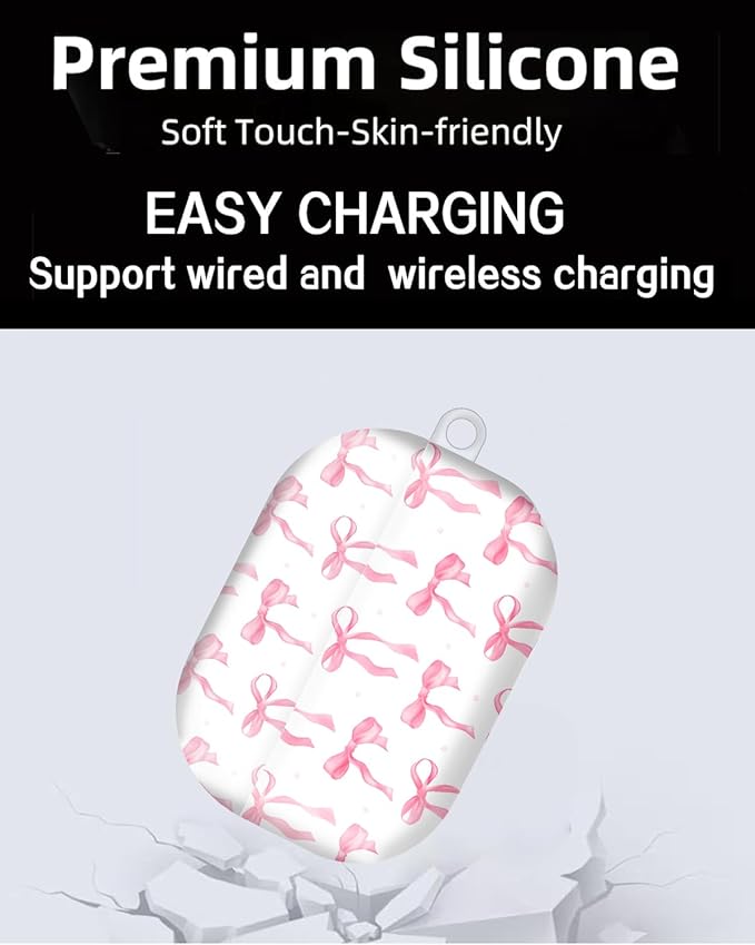 Compatible with AirPod Pro Case 2nd/1st Gen (2023/2022/2019),Shockproof Protective Cover with Keychain for Women,Cute Charging Case for Airpod Pro 2/1(Pink Bows)
